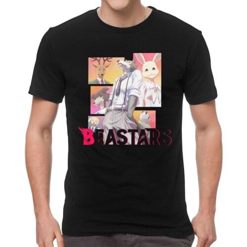 Anime Beastars T-shirt Men Graphic T Shirt Short Sleeve Animal Wolf Legoshi T-shirt Furry Manga Haru Louis Tshirt Cotton Tees