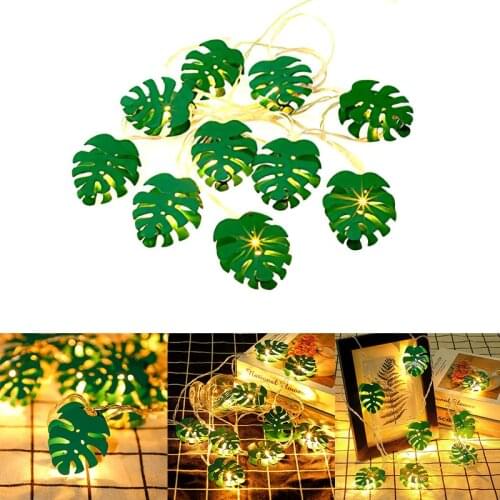 2M 10 LEDs Monstera Leaf String Lights Artificial Palm Leaves Wall Hanging Vine Leaf Lights Steady Summer Party Decorations