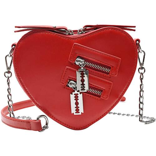 Gothic Heart Shaped Blade Zipper Chain Bags Diablo Girl bag Casual Shoulder Shoppers purses and handbags 2021 summer new wallet