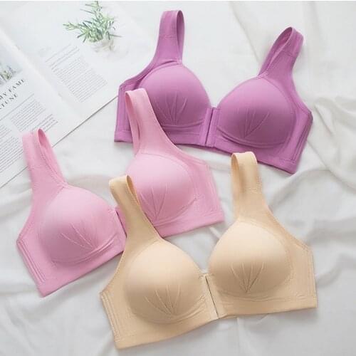 Back Buckle Cotton Bra Sexy Women Wire Free Plus Size Underwear Widened Shoulder Straps Brasieres Comfort Breast Female