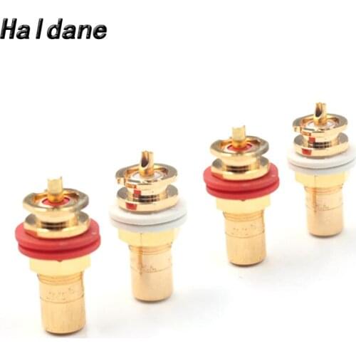 Haldane 4pcs HIFI CMC Audio Panel Mount Gold Plated RCA Female Socket plug Jack Audio Amplifier Chassis Phono Connector