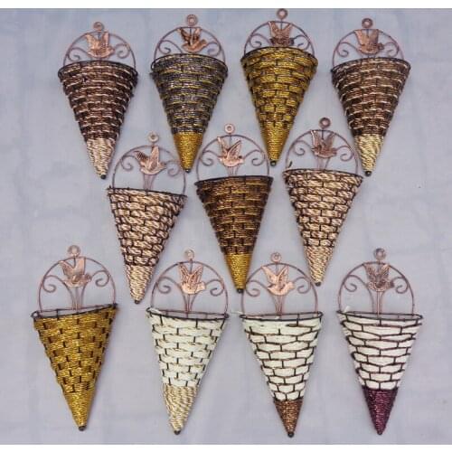 Simulation Iron rattan bascket wall hanging flower basket