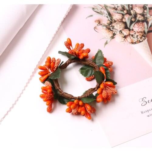 4pcs Christmas decoration red fruit PVC pine needle napkin ring hotel home napkin buckle Christmas wreath