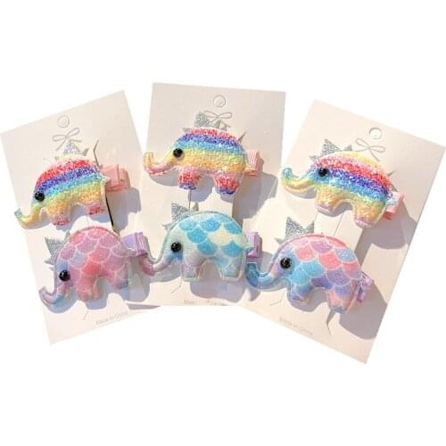 2 Pcs Children Cute Color Hairclip Colorful Rainbow Elephant Whale Hair Accessories Baby Clip Cute Fashion Baby Hairpin