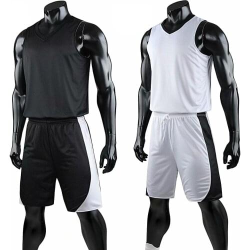 Double Sided Wear Men Basketball Jerseys Sets Sports Tracksuits Clothes Quick Dry Breathable Man Basketball Uniforms Kits