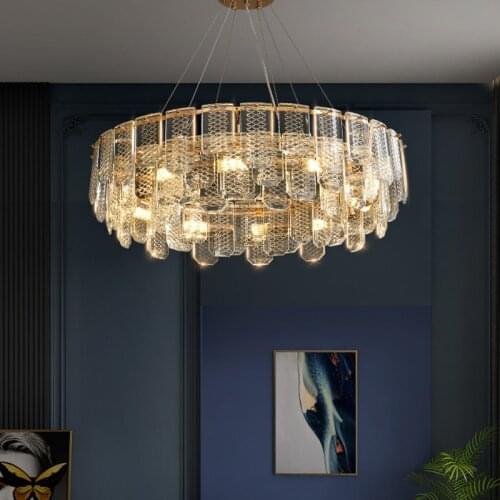 Luxury Modern Glass Round Pendant Lights Led E14 Plated Gold Metal Pendant Lamp Cable Hanging Lamp Living Room Led Lamp Fixture
