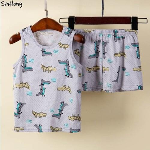 Summer Alligator Boys Pajama Sets Childrens Sleepwear Kids Clothing Sets Pyjamas Kids Boy Set for 1 to 9 Years Teens Pijamas