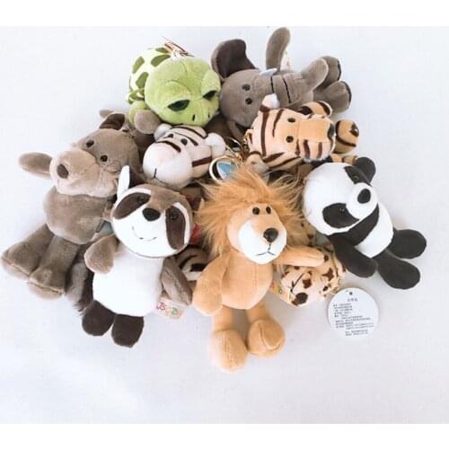 Cute 15cm plush Forest animals Car keychain Bag pendant good quality dollpanda lion tiger elephone kids birthday christmas gift