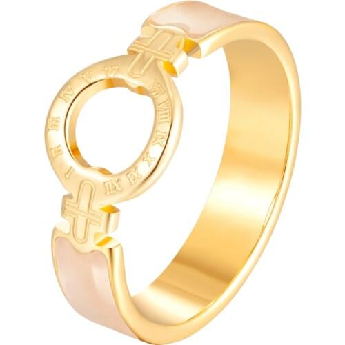 Trendy Hollow Round Cross Roman Numerals Ring Stainless Steel For Women Ladies Finger Rings Fashion Jewelry Gifts