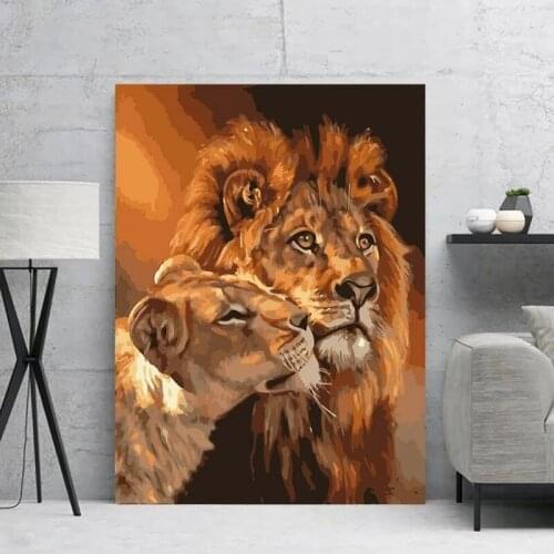 Modular Canvas The Love Of A Lion Pictures Painting Home Animal Gifts Decor Prints Poster Living Room Modern No Frame Wall Art