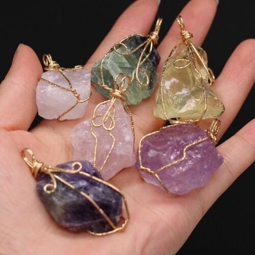 Natural Stone Irregular Pendants Amethysts Crystal for Jewelry Making DIY Women Reiki Heal Earring Necklace Gifts