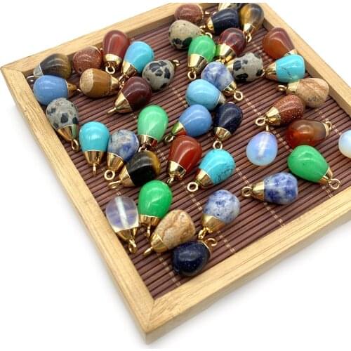 New Pendant Natural Drop-shaped Fashion Sand Gold Faceted Electroplating Teardrop Pendant Ladies Jewelry Necklace Accessories