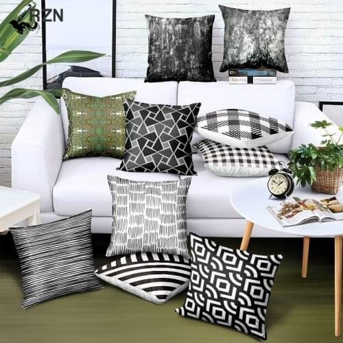 New Nordic Geometric Grey Balck White Pillowcase Hot Polyester Twill Fabric Cushion Covers Decorative Sofa/Car/Bed Pillows Cover