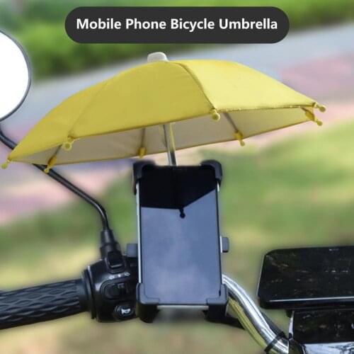 Novelty Bicycle Phone Holder Sunshade Mini Umbrella Waterproof Sun Protection Bike Cycling Mobile Phone Parasol Bike Decoration