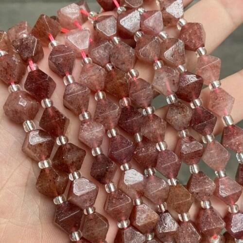 New Arrival Natural Stone Rhombus Shape Strawberry Quartz Beads Loose Crystal Beads For Jewelry Making DIY Bracelet Accessories
