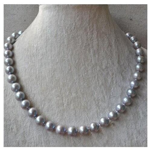 New Arrival Favorite Pearl Necklace 10MM Top Grey Freshwater Pearl Handmade Fashion Jewelry Charming Women Gift