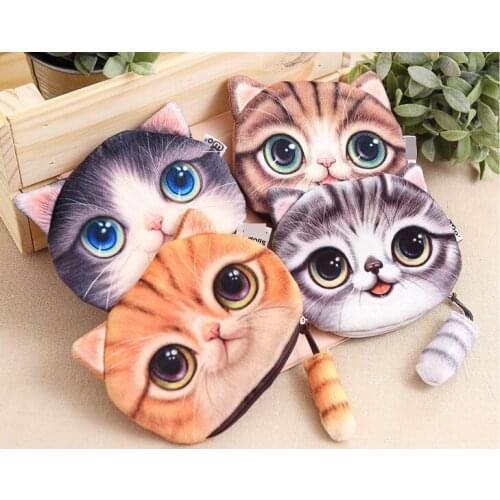 New arrive lovely toy plushed cat stroage bag Cartoon cat change purse Cosmetic bag