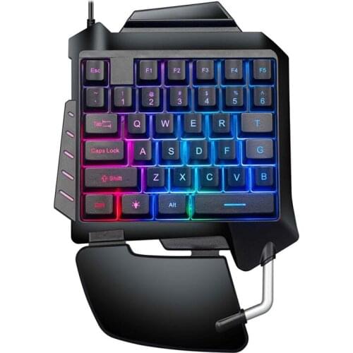 One-hand Gaming Keyboard Chicken LOL Mini Gaming Keyboard Small Keyboard Dropship LED Backlight black keyboard
