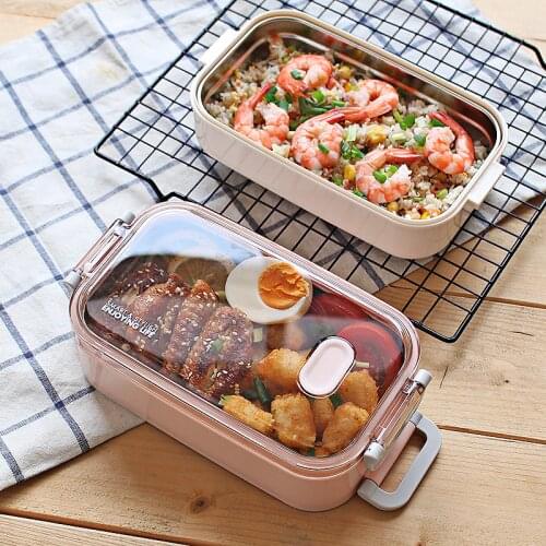 ONEUP Stainless steel Lunch box Leakproof Double layer Bento Box Eco-Friendly Food container for Kids School Picnic Microwavable