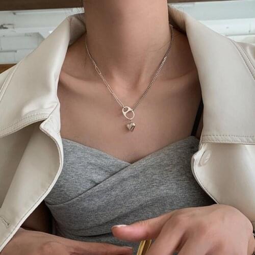 Pig Nose Heart Pendant Necklace For Women Couples Punk Hip Hop Fashion Trend Clavicle Chain Jewelry SAN266