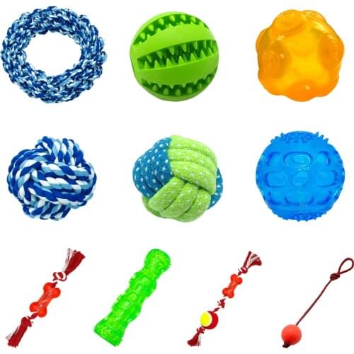 Durable Dog Toys Interactive Cotton Rope Pet Puppy Dog Toy Chew Ball Squeaky Bite Resistant Toys For Small Large Dogs Training