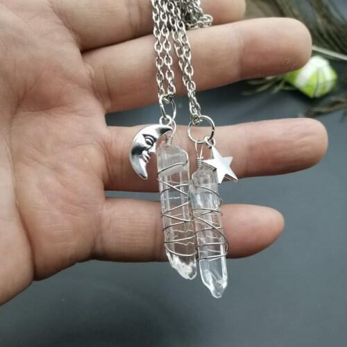 1pcs Simple Moon Face Quartz Necklace