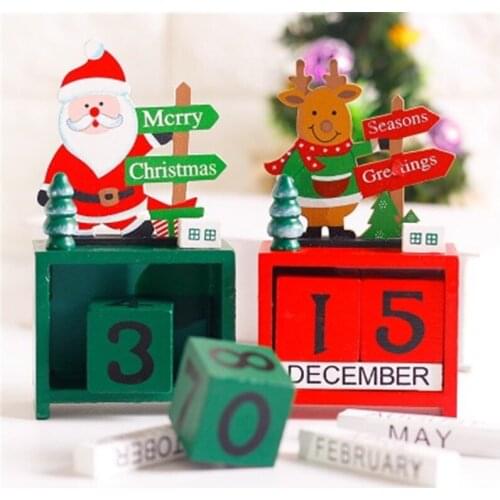 Christmas Wooden Calendar Desktop Doll New Toy Christmas Gift Series Santa Claus Elk Ornaments Christmas Home Decorations