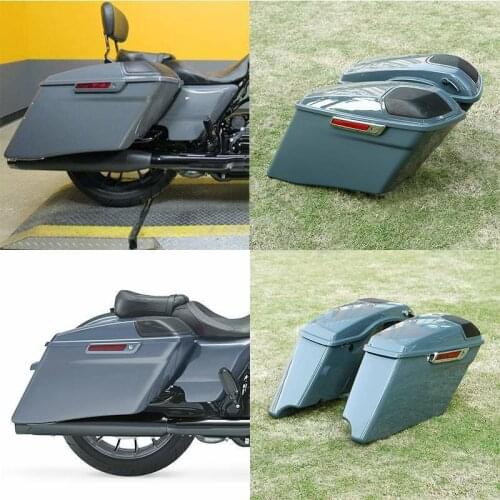 Motorcycle 4" Gunship Gray Extended Saddle Bag For Harley Touring CVO Road Street Electra Glide FLH FLTR FLTH FLHT 2014-2020