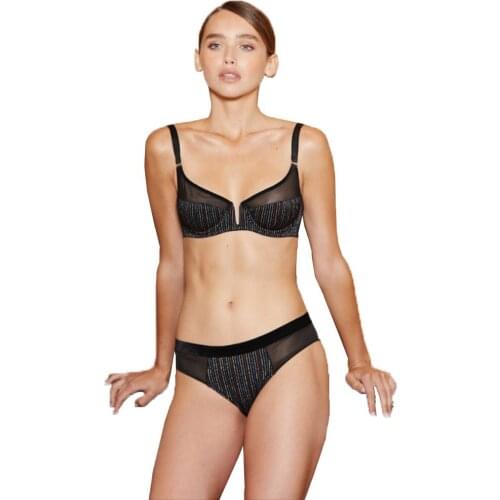 Sexy Womem Bra Set Summer Breathable Panty Fashion Bralette Black 32-36B/C/D/DD/E