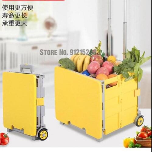Folding Shopping Cart Trolley Grocery Shopping Cart Small Trolley Supermarket Trolley Portable Food Basket Trolley Household