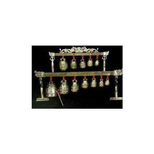 Tibet silver bell Archaic Handwork Decorative big Brass bells Chinese dragon glockensp Decoration real Tibetan Silver Brass