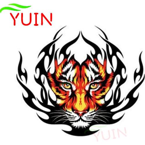 Tiger Flame Car Sticker Personality Animal Decal Motorcycle Auto Parts PVC Window Bumper Decoration Waterproof Decals 15*13cm