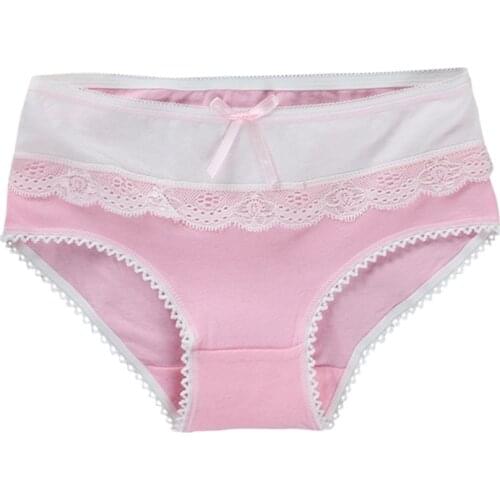 Briefs Panties Underwear Short Solid Color Bow Adolescente Hipster Teen Puberty Lace Training 8-14Y
