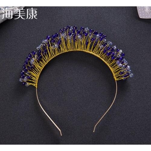 Haimeikang Korean Bride Pearl Handmade Beaded Crown Alloy Wedding Headdress Wedding Dress Accessories Stage Jewelry