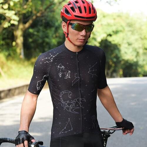 SWIFTOFO Classic Constellation Cycling Clothing Short Sleeves Tops MTB Downhill Shirt Road Jersey Bike Sports Men Clothes