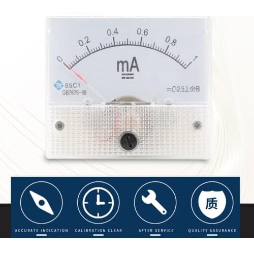 High-precision Ammeter Mechanical Pointer Type Analog Current Panel Meter Current Meter 85C1 DC1/5/10/30/50/100/200/300/500mA