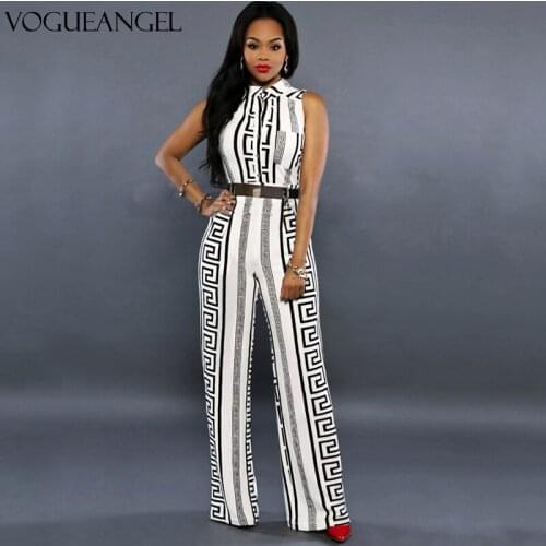 Women V-neck Geometric Print Sleeveless Jumpsuit Summer Sexy Jumpsuit 2021 Summer Female Elegant Rompers Playsuit Overalls XXL