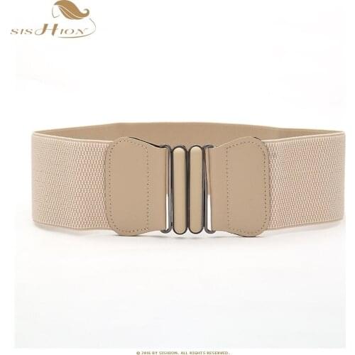 SISHION Vintage Women Ladies Belt Black Red Brown Elegant Fashion Elastic Wide Waist Belts For Women Waistband VB0034