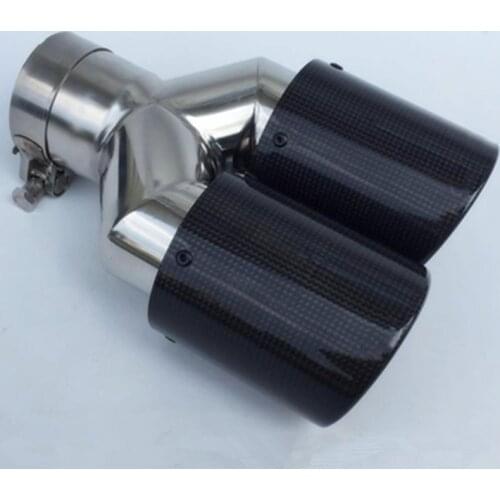 1PCS Y Style Carbon Fiber Exhaust Tip Glossy Color Exhaust Pipe Muffler For Any Cars carbon fiber exhaust pipe For Akrapovic