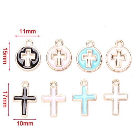 10pcs/lot Religion Cross Charms for Earrings Pendants Bracelets Making Enamel Charms DIY Jewelry Accessories 10*17mm/11*15mm