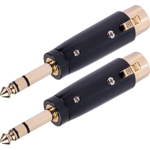 2pcs to 1/4 6.35mm Male Plug TRS Socket Microphone Converter Connector