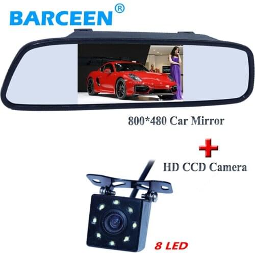 For all cars 8 led car parking camera hd ccd image +the car rear mirror 4.3 inch wide screen 2 in 1 discount period