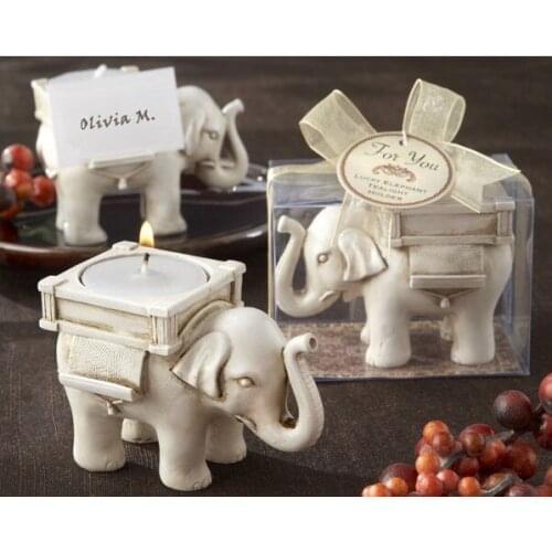 200pcs Lucky Elephant Tealight gift Candle Holder Ivory Finish Tea Light Holder Bridal Wedding birthday Party