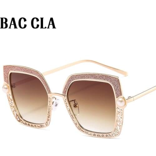 2020 Retro Fashion Pearl Hollow Sunglasses Ladies Famous Luxury Brand Design Female Sexy Metal Cat Eye Sunglasses Gradient UV400