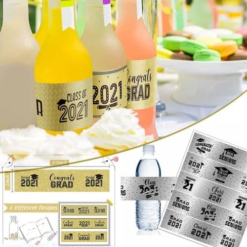 2021 Graduation Decoration Adhesive Water Bottle Label Class of 2021 Congrats Grad Stickers Party Supplies can CSV
