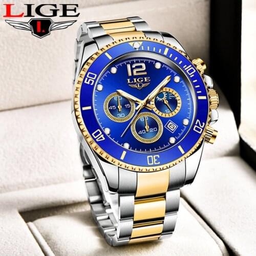 2021LIGE Mens Watches New Fashion Sport Stainless Steel Date Clock Luminous Waterproof Quartz WristWatch Relogio Masculino Reloj
