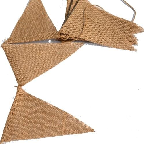 3m Vintage Jute Flax Rope Hessian Burlap Bunting Banner Wedding Party Photography Props Decoration Pennant 13pcs 13x18cm Flags