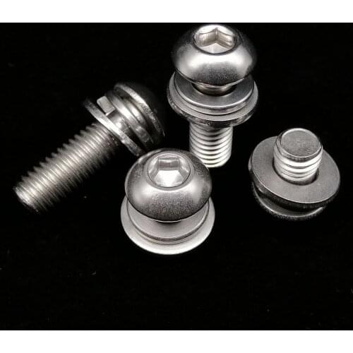 5/50pcs M3 M4 M5 M6 M8 A2 304 Stainless Steel Hexagon Hex Socket Button Head SEM Screw Bolt With Flat Spring Washer Combination