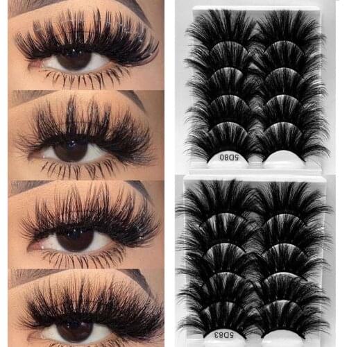 5Pairs 5D Mink Hair 25MM False Eyelashes Natural Thick Long Eye Lashes Wispy Extension