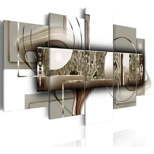 5D DIY Diamond Wall Painting Golden Luxury 5 Pcs Pictures Modern Full Round Drill Cross Stitch Beadwork Embroidery Home Decor